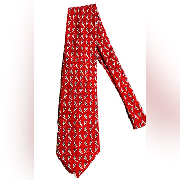 Vineyard Vines Men’s Snowboarder Tie Red Blue Yellow 100% Silk Hand Made USA - Picture 2 of 9